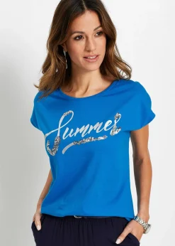 T-shirt avec inscription à sequins