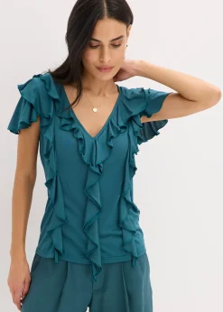 T-shirt avec volants en modal mélangé