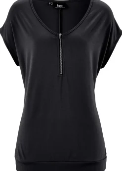 T-shirt avec zip, manches courtes