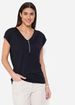 T-shirt avec zip, manches courtes