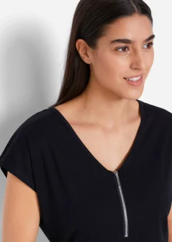 T-shirt avec zip, manches courtes
