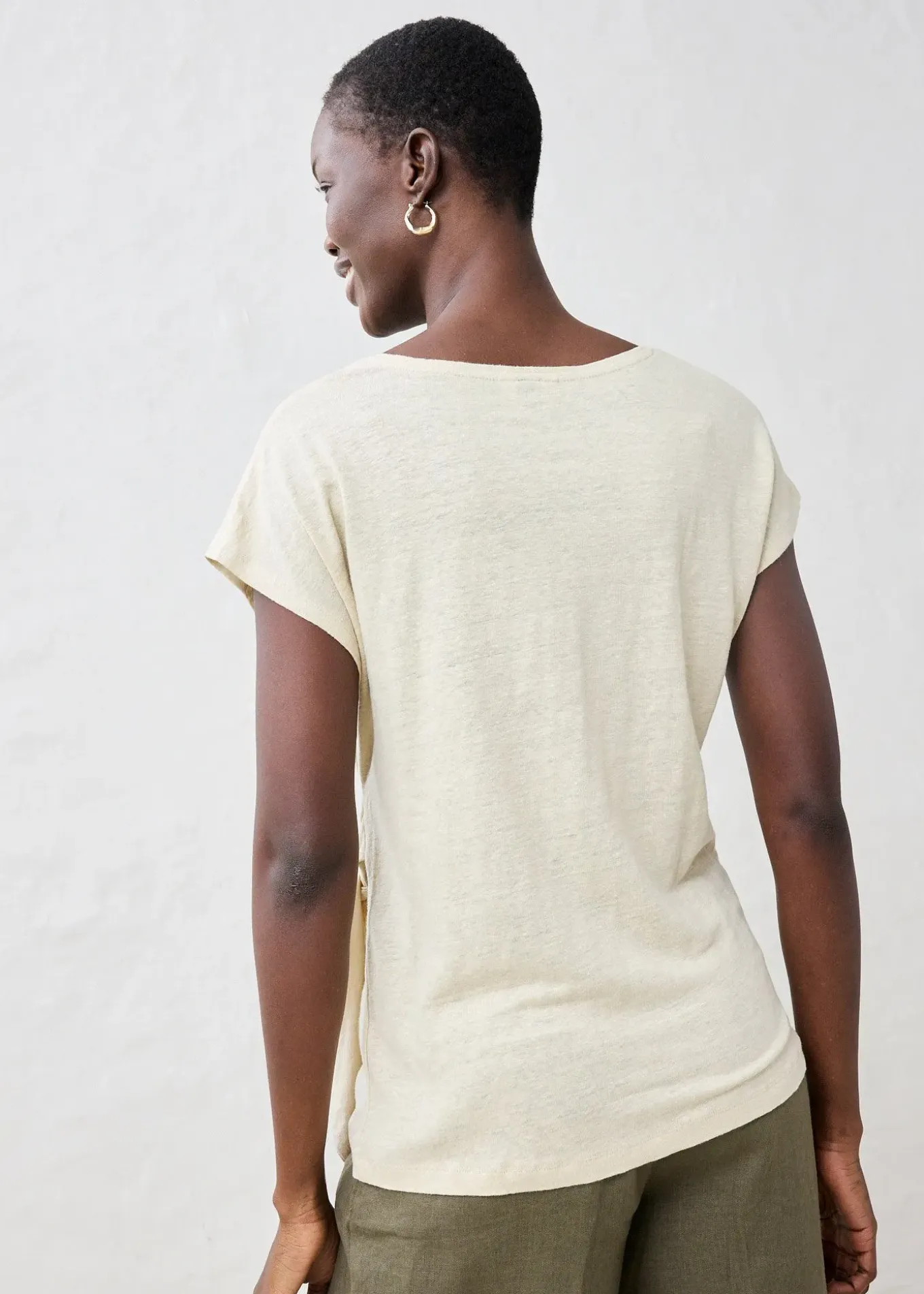 T-shirt cache-cœur, 100% lin