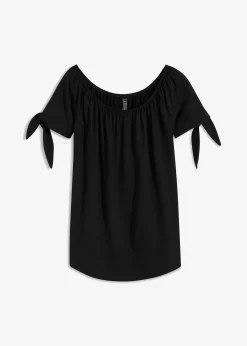 T-shirt col Bardot à détail nœud