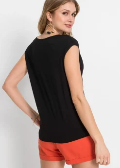 T-shirt col bénitier en viscose extensible
