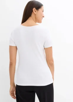T-shirt col tunisien, 100% coton