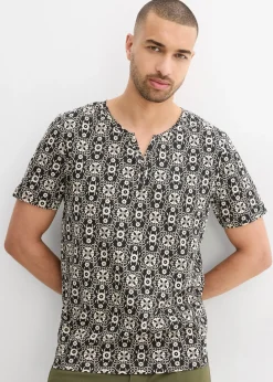 T-shirt col tunisien 100% coton
