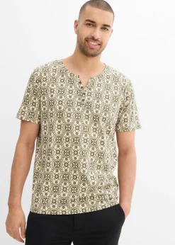T-shirt col tunisien 100% coton