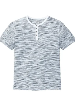 T-shirt col tunisien, 100% coton