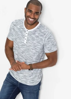 T-shirt col tunisien, 100% coton