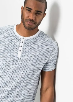 T-shirt col tunisien, 100% coton