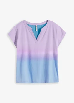 T-shirt col tunisien à effet ombré dye