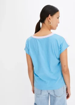 T-shirt col tunisien à effet ombré dye