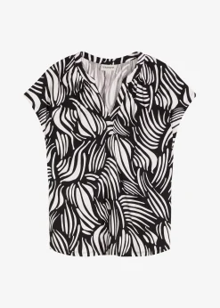 T-shirt col tunisien en viscose mélangée