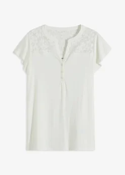 T-shirt col tunisien en viscose majoritaire