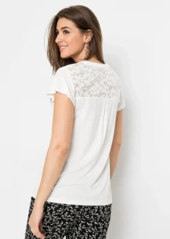 T-shirt col tunisien en viscose majoritaire