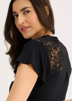 T-shirt col tunisien en viscose majoritaire