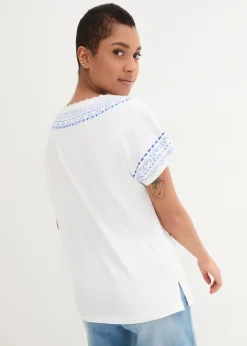 T-shirt coton ample avec imprimé brodé