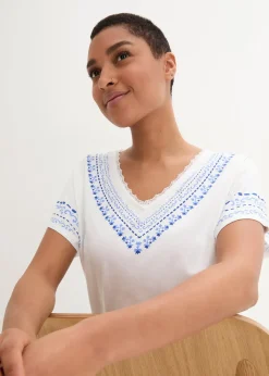 T-shirt coton ample avec imprimé brodé