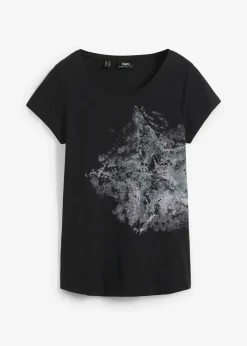 T-shirt coton fil flammé à manches courtes