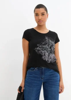 T-shirt coton fil flammé à manches courtes