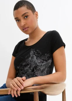 T-shirt coton fil flammé à manches courtes