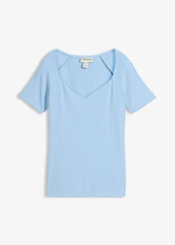 T-shirt côtelé en viscose extensible