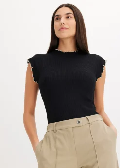 T-shirt côtelé en viscose extensible