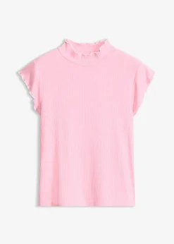 T-shirt côtelé en viscose extensible