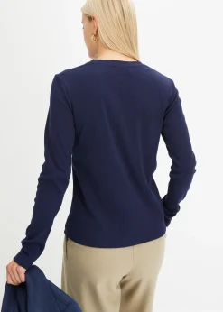 T-shirt côtelé manches longues 100 % coton
