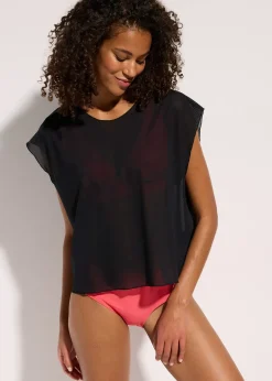T-shirt de plage transparent avec capuche