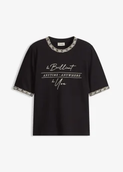 T-shirt en coton avec liseré perlé