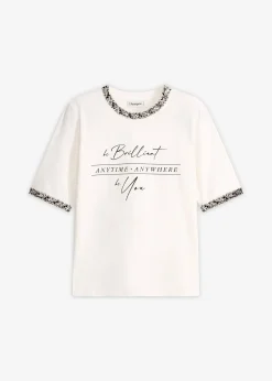 T-shirt en coton avec liseré perlé