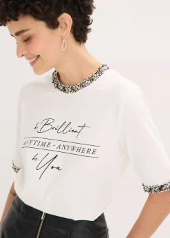 T-shirt en coton avec liseré perlé