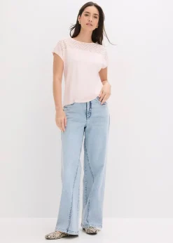 T-shirt en dentelle, en viscose douce