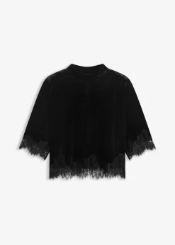 T-shirt en velours et dentelle