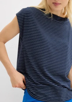 T-shirt en viscose fluide avec empiècement satin