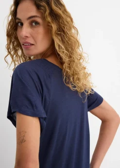 T-shirt fil flammé à manches papillon