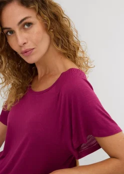 T-shirt fil flammé à manches papillon
