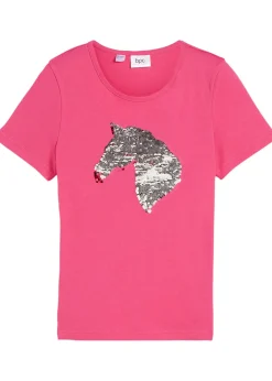 T-shirt fille à sequins réversibles en coton