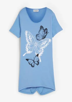 T-shirt long à pans et imprimé papillon