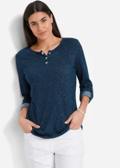 T-shirt manches longues avec patte de boutonnage