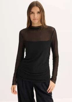 T-shirt manches longues en mesh délicat