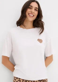 T-shirt raccourci à épaules descendues