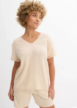 Tunique à manches courtes en gaze de coton