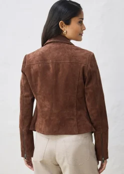 Veste biker en cuir velours
