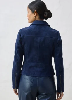Veste biker en cuir velours
