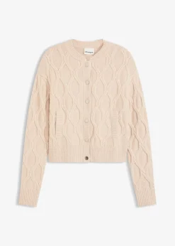 Veste bomber en maille torsadée avec laine
