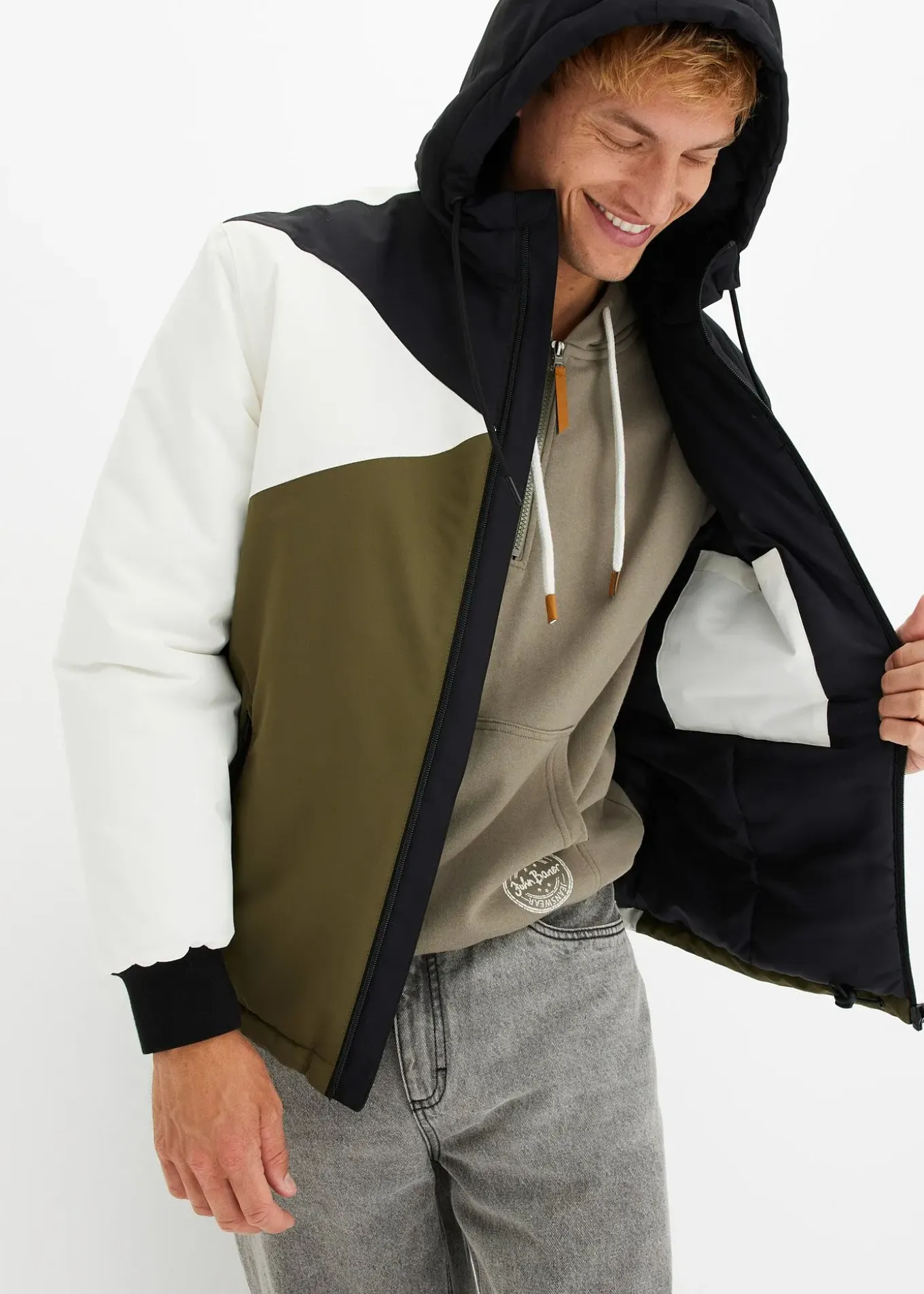 Veste d’hiver tricolore à capuche