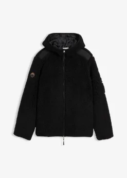 Veste en sherpa avec empiècement mesh et capuche