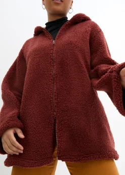 Veste en sherpa coupe trapèze avec fentes latérales